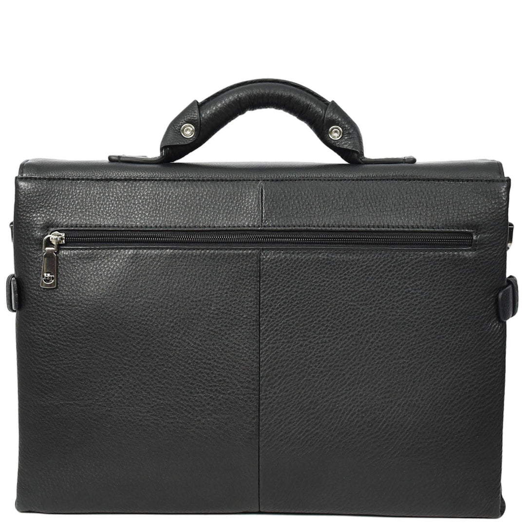 Mens Real Leather Briefcase Cross Body Organiser Work Office Messenger Bag Benin Black-2