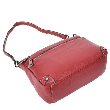 Womens Leather 2-in-1 Cross Body Shoulder Bag Olivia Red 5