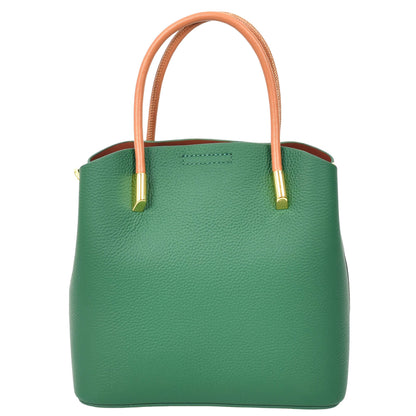 Womens Leather Top Handle Bag Ella Green 1