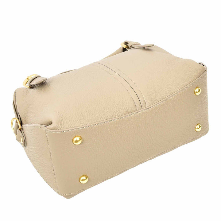 Women's Leather Satchel Handbag Top Handle Crossbody Purse Freya Taupe 7