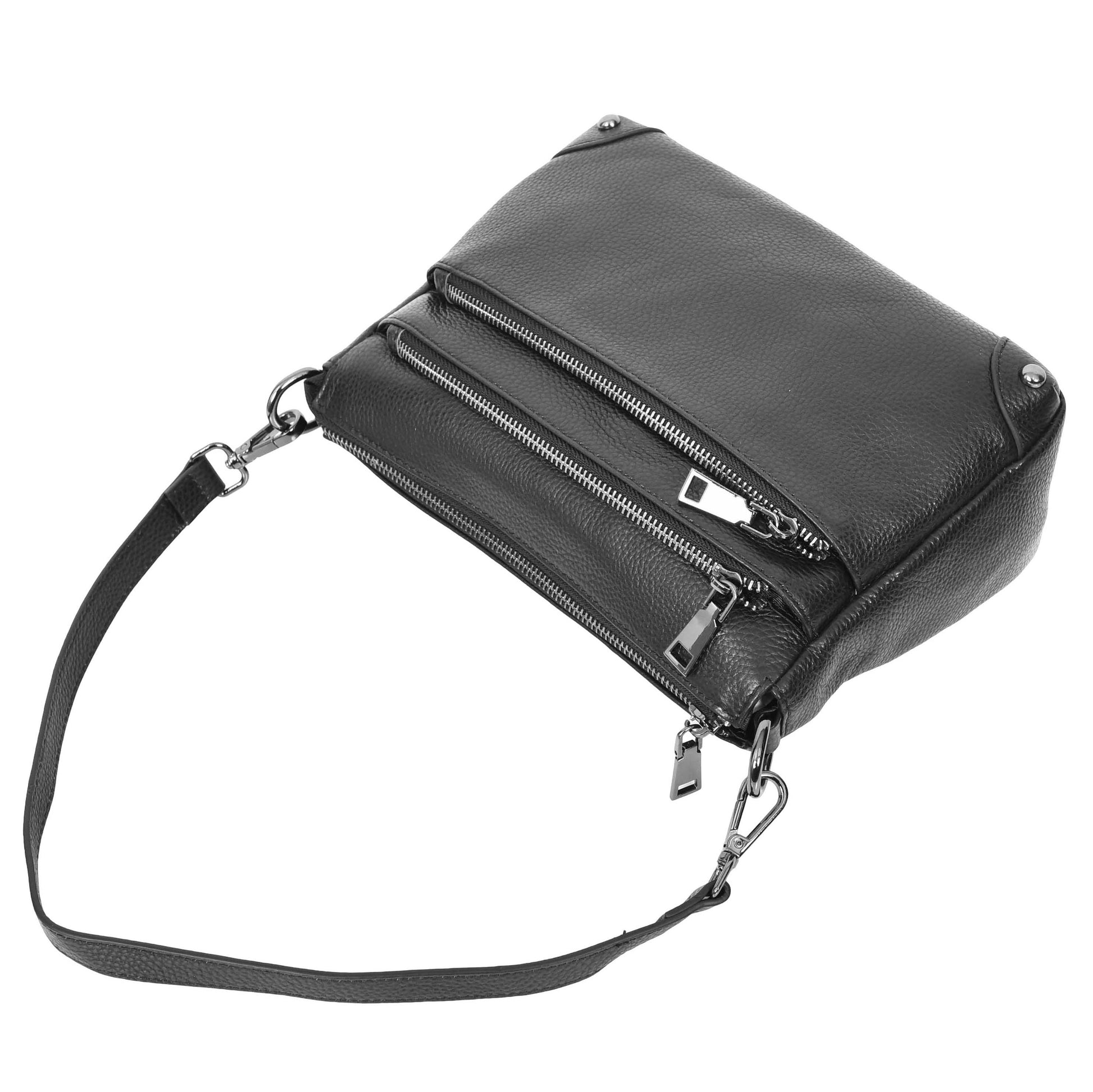 Womens Leather 2-in-1 Cross Body Shoulder Bag Olivia Black 4