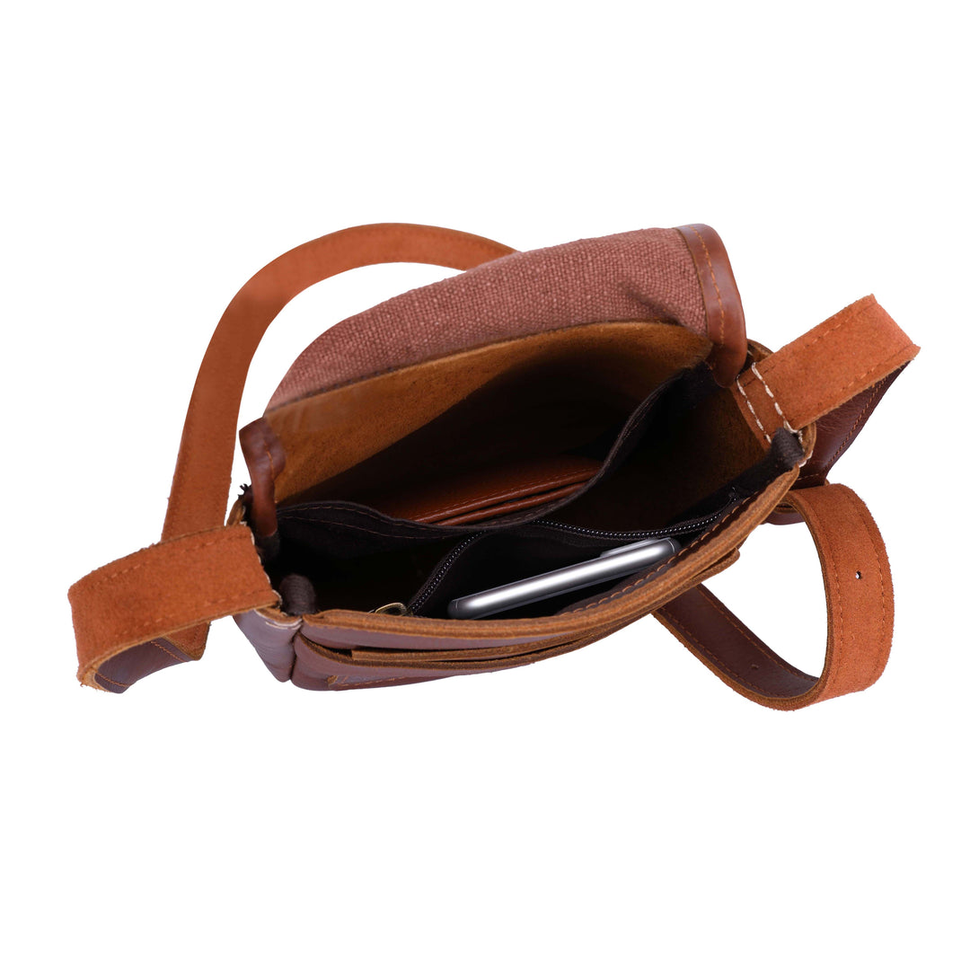 Womens Real Leather Small Sling Cross Body Bag Pouch H8008 Tan 8