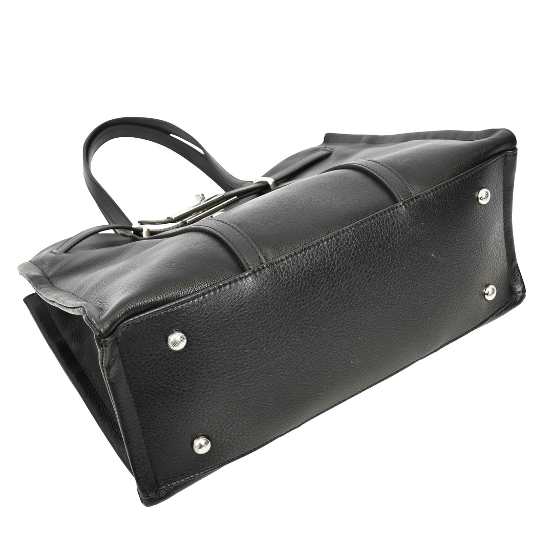 Women's Real Leather Handbag Detachable Strap Shoulder Bag Raven Black 6