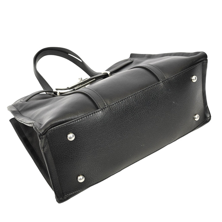Women's Real Leather Handbag Detachable Strap Shoulder Bag Raven Black 6