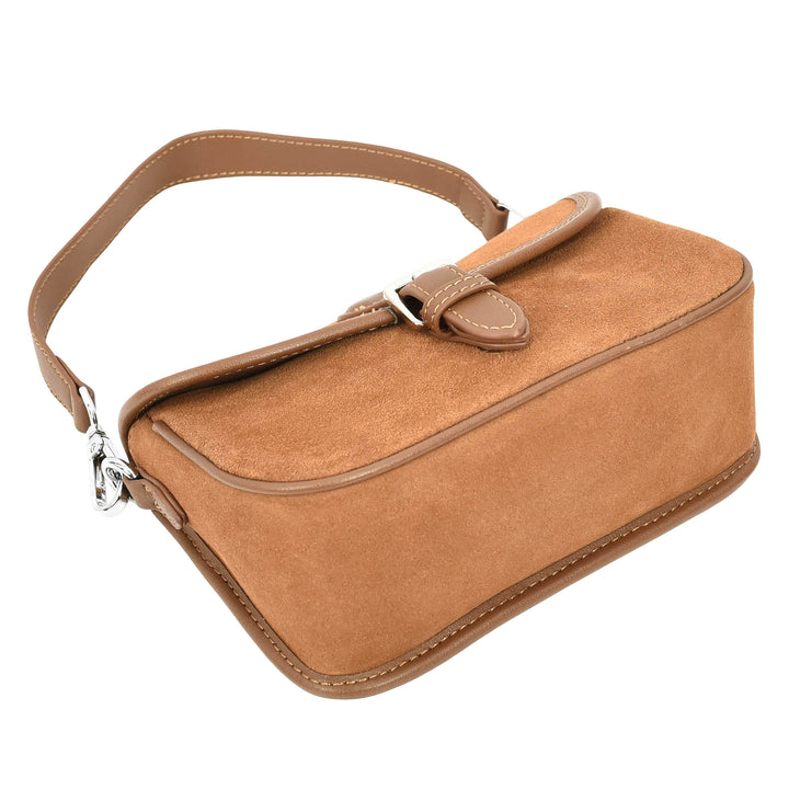 Women’s Real Suede Crossbody Bag Small Handbag Elodie Tan 6
