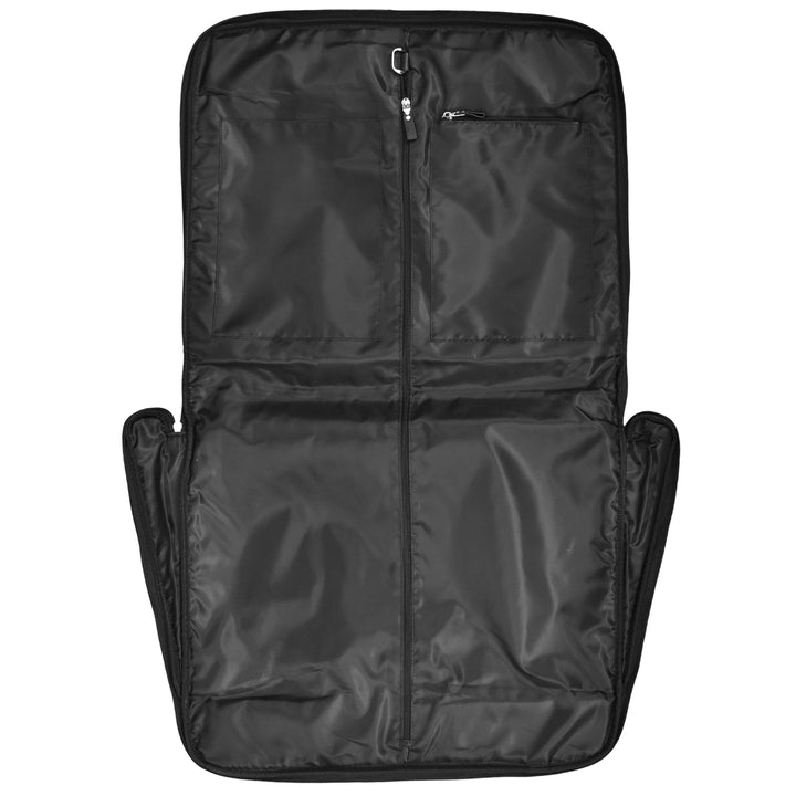 Genuine Leather Slim Suit Carrier Dress Garment Travel Bag Lared Black-6