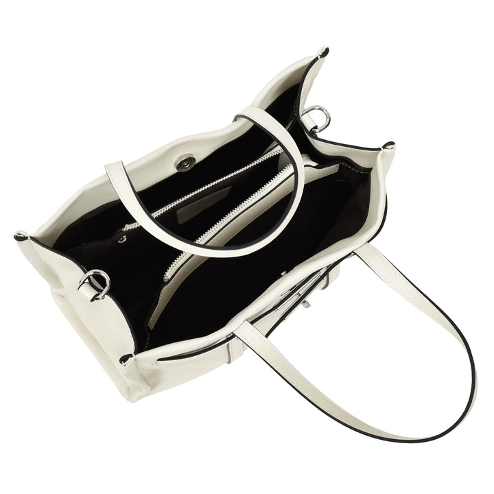 Women's Real Leather Handbag Detachable Strap Shoulder Bag Raven White 7