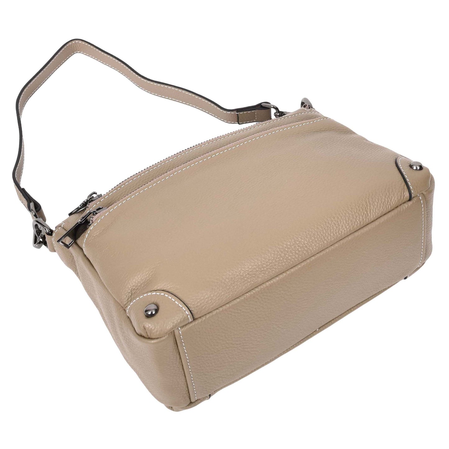 Womens Leather 2-in-1 Cross Body Shoulder Bag Olivia Beige 5