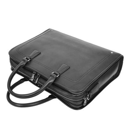 Real Leather Cross Body Briefcase Belmont Black 4