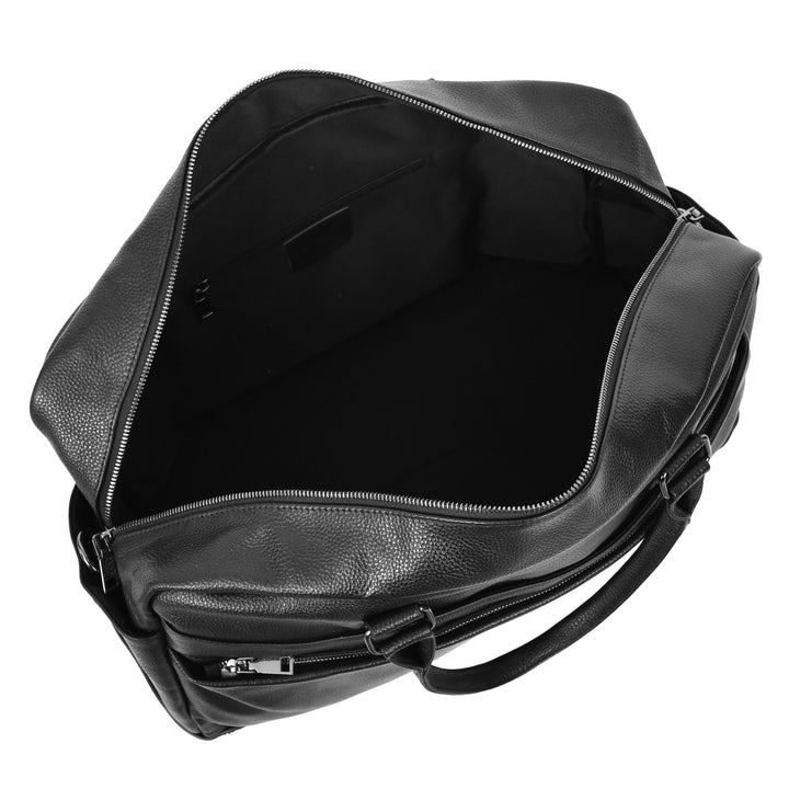 Leather Holdall Weekend Bag Langley Black 6