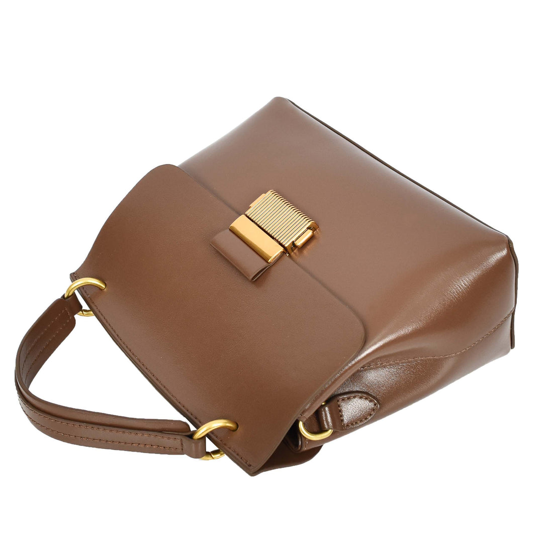 Womens Real Leather Small Handbag Gabriella Khaki