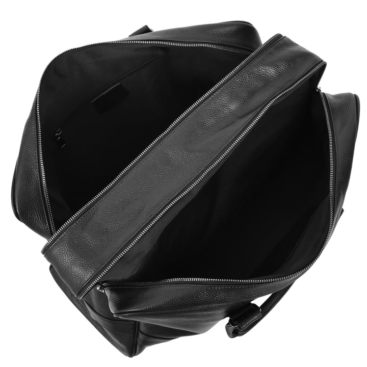 Leather Holdall Weekend Bag Preston Black 6