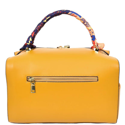 Womens Faux Leather Barrel Shape Handbag Georgia Yellow 1