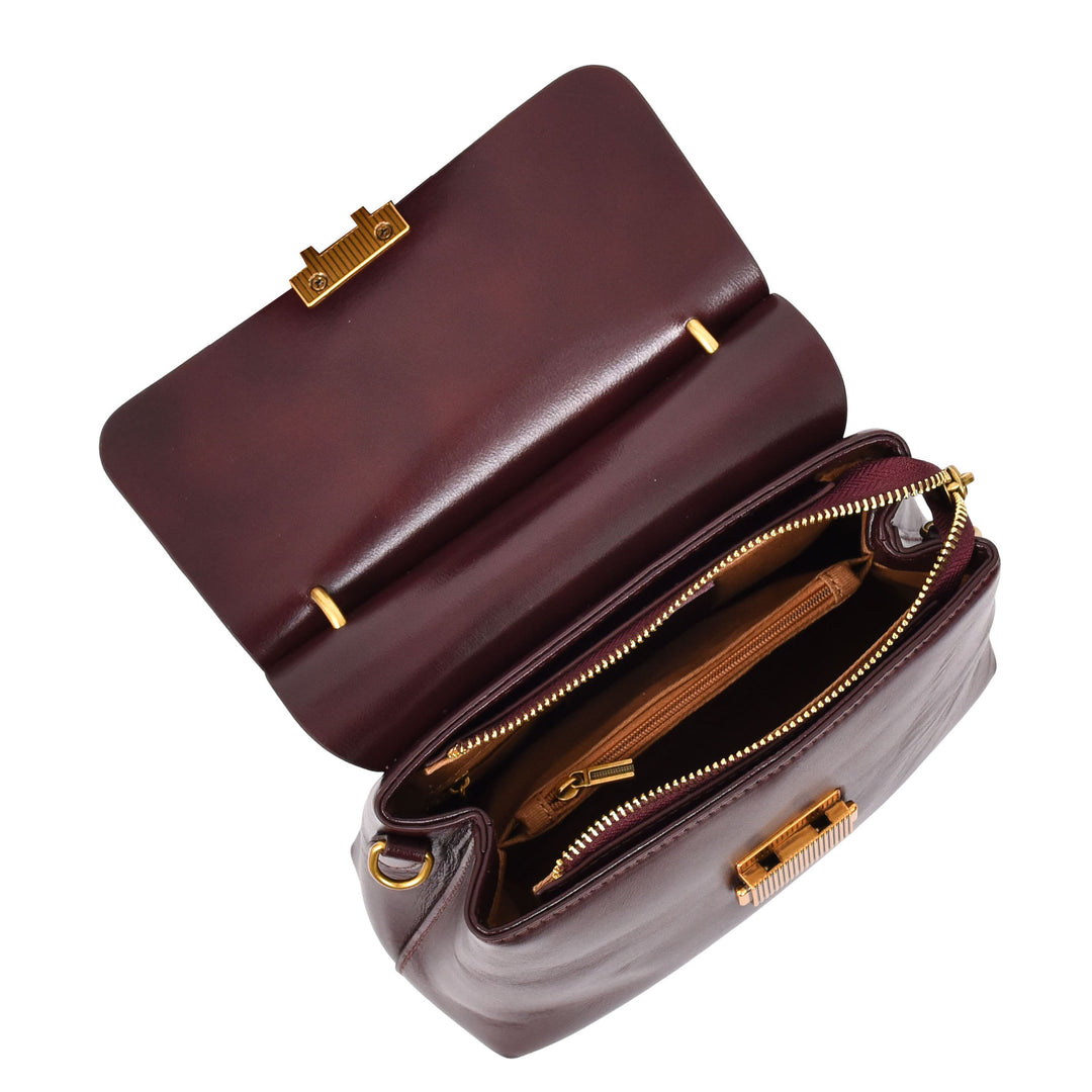 Womens Real Leather Small Handbag Gabriella Brown 6