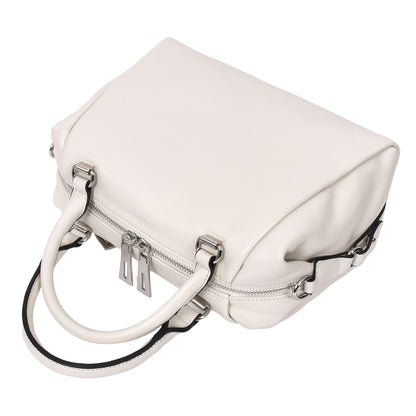 Womens Leather Small Barrel Shape Handbag Luna Ivory 4