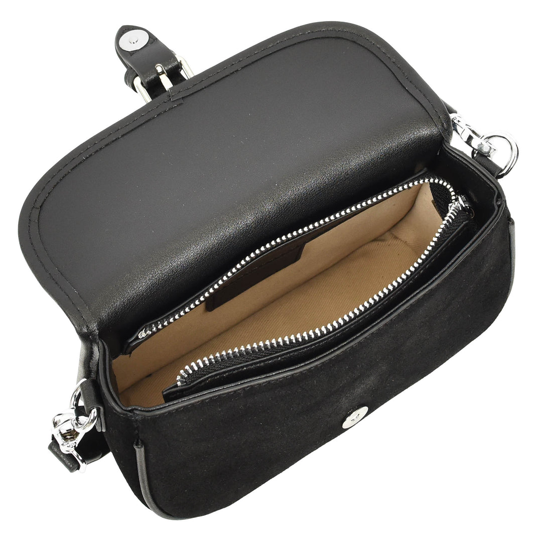 Women’s Real Suede Crossbody Bag Small Handbag Elodie Black 8