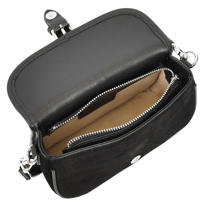 Women’s Real Suede Crossbody Bag Small Handbag Elodie Black 8