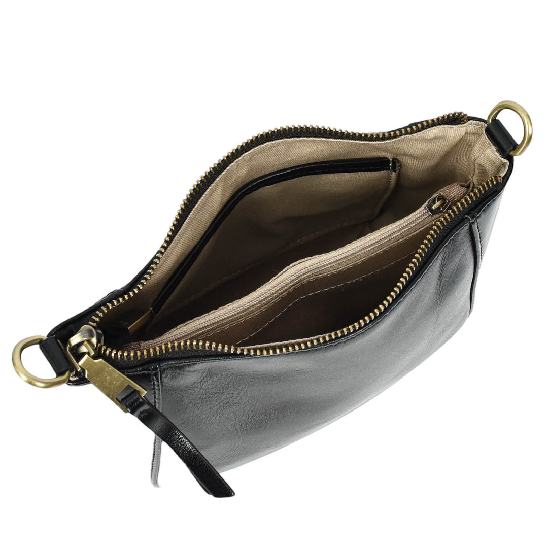 Womens Real Leather Cross Body Bag Small Size Sling Pouch Catherine Black-6