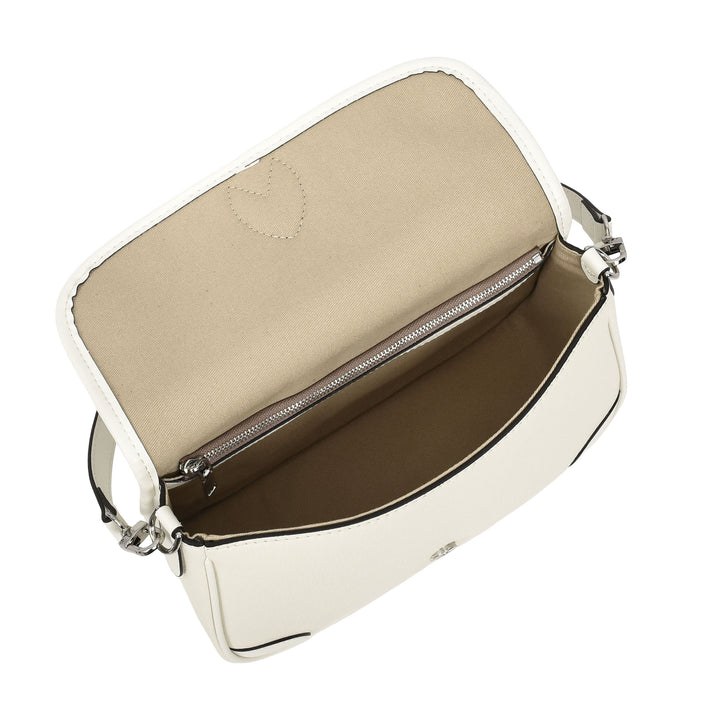 Women's Leather Classic Shoulder Bag Casual Style with Multiple Straps Capri White