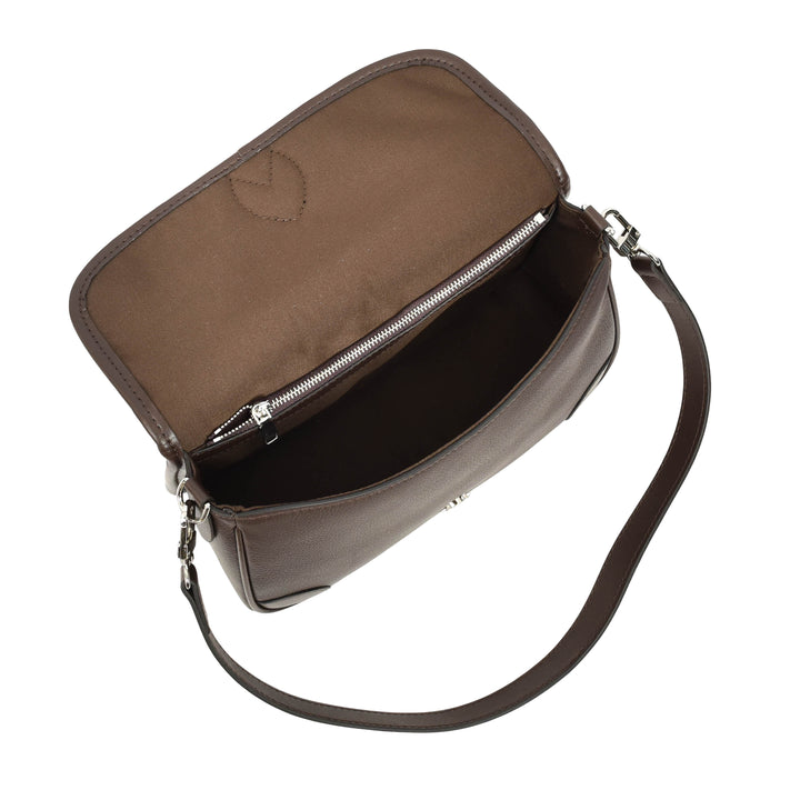 Women's Leather Classic Shoulder Bag Casual Style with Multiple Straps Capri Coffee