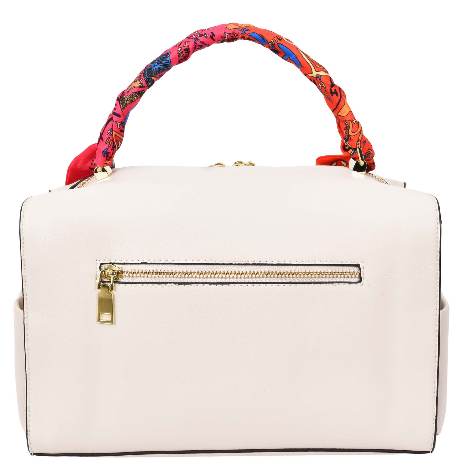 Womens Faux Leather Barrel Shape Handbag Georgia White 1