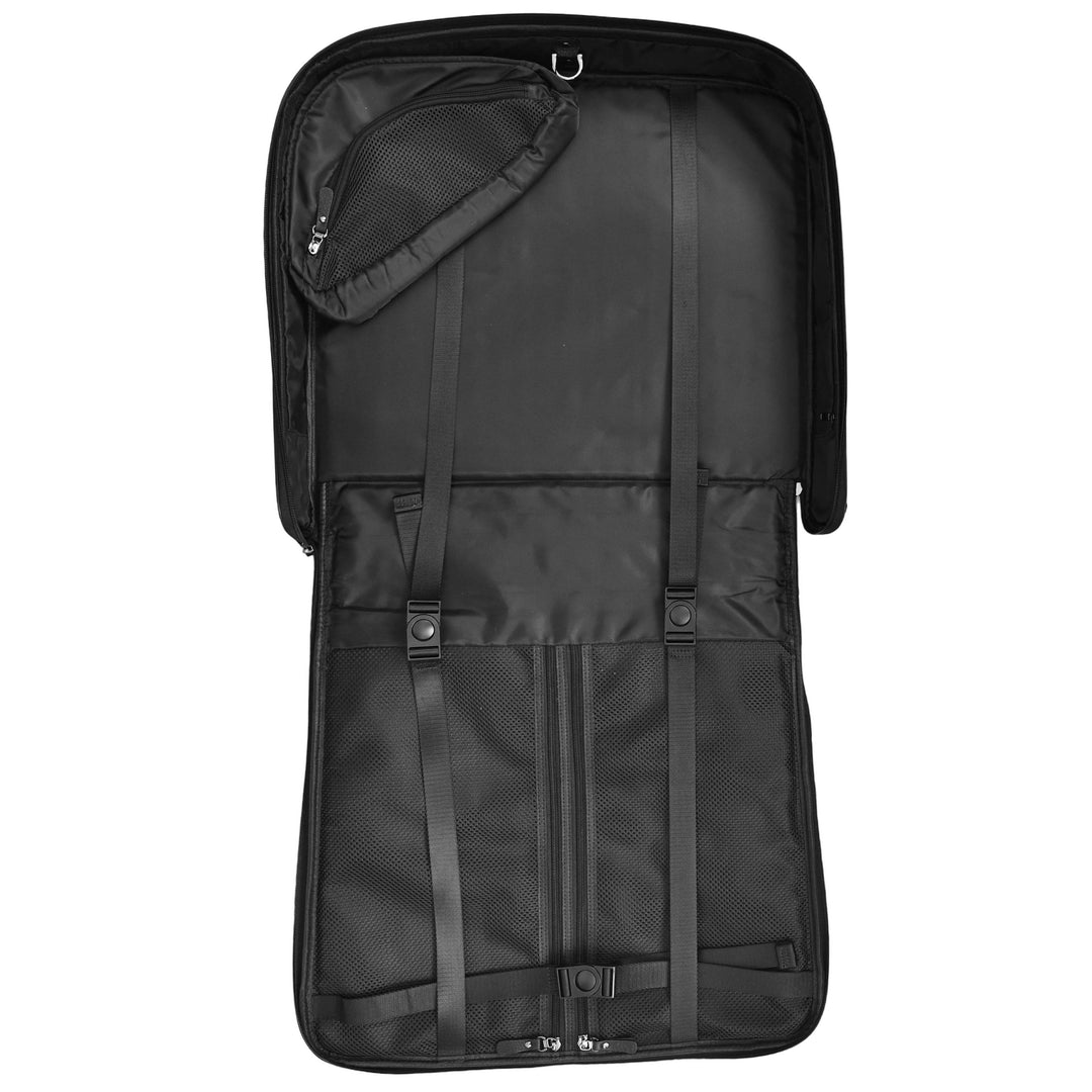 Real Leather Large Size Travel Garment Suit Carrier Bag Narok Black-7