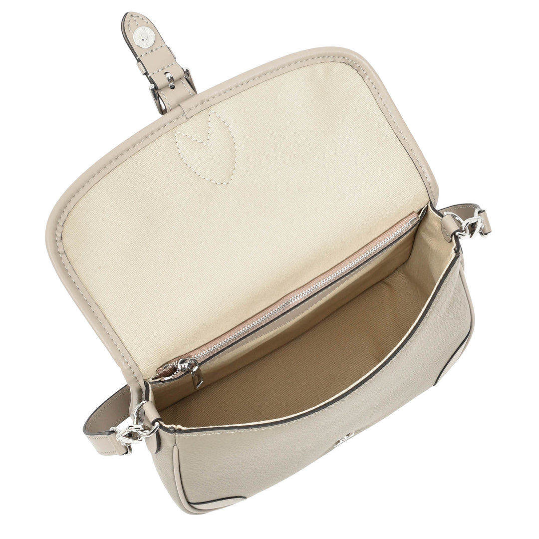 Women's Leather Classic Shoulder Bag Casual Style with Multiple Straps Capri Grey