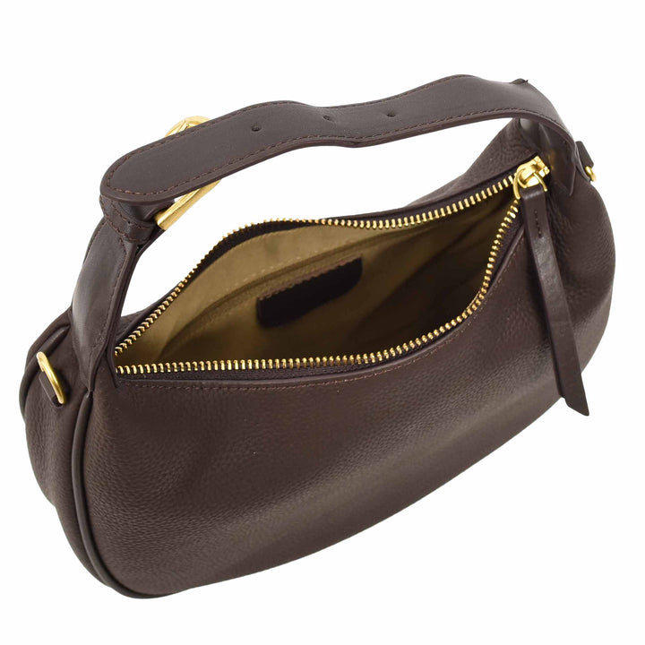 Women's Oval Shoulder Bag Leather Hobo Purse Dakota Coffee 7