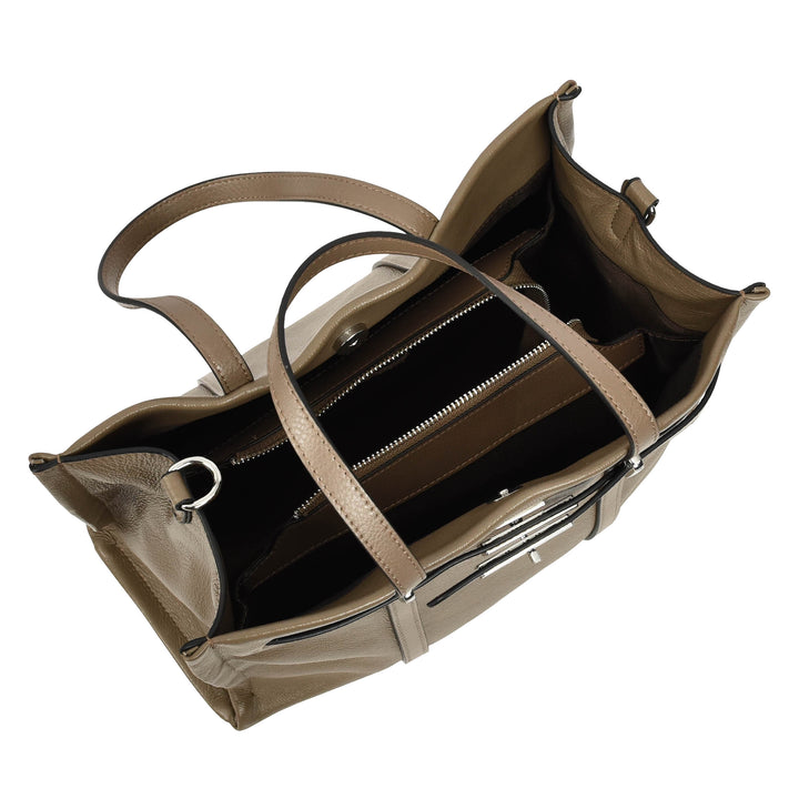 Women's Real Leather Handbag Detachable Strap Shoulder Bag Raven Khaki 7