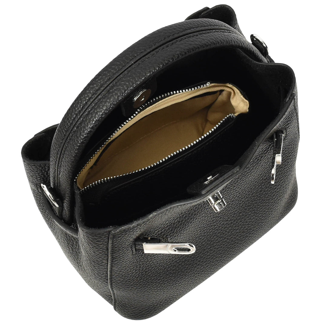 Women’s Small Handbag with Detachable Strap & Removable Zip Pouch Stacey Black 7