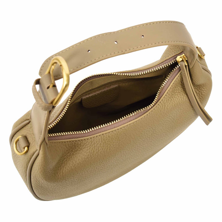 Women's Oval Shoulder Bag Leather Hobo Purse Dakota Tan 6