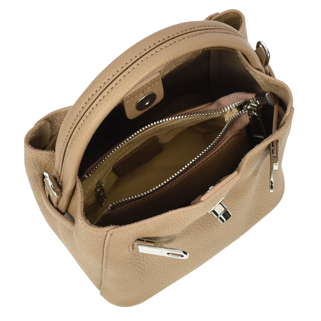 Women’s Small Handbag with Detachable Strap & Removable Zip Pouch Stacey Tan 7