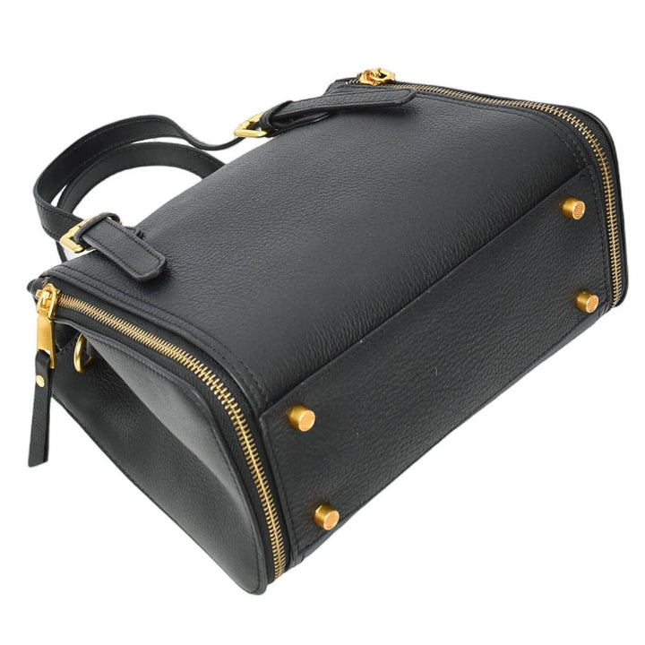 Womens Real Leather Handbag Small Size Top-Handle Style Juniper Black-6