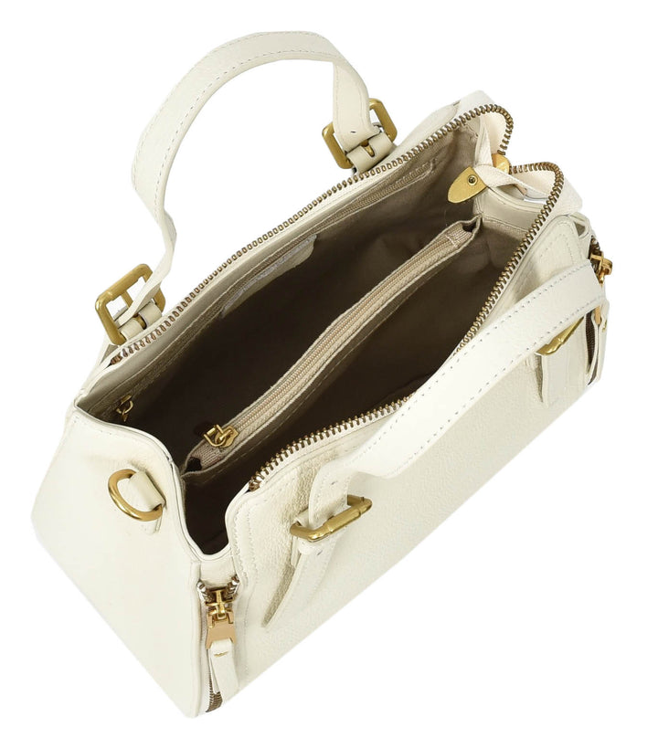 Womens Real Leather Handbag Small Size Top-Handle Style Juniper White-7