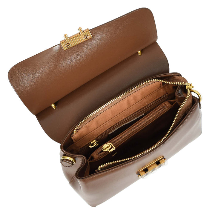 Womens Real Leather Small Handbag Gabriella Khaki