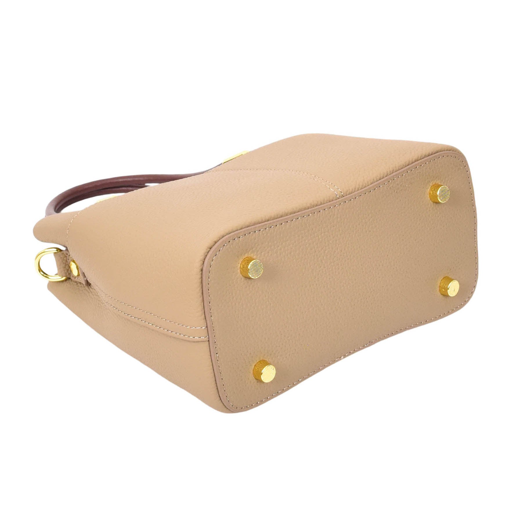 Womens Leather Top Handle Bag Ella Beige 6