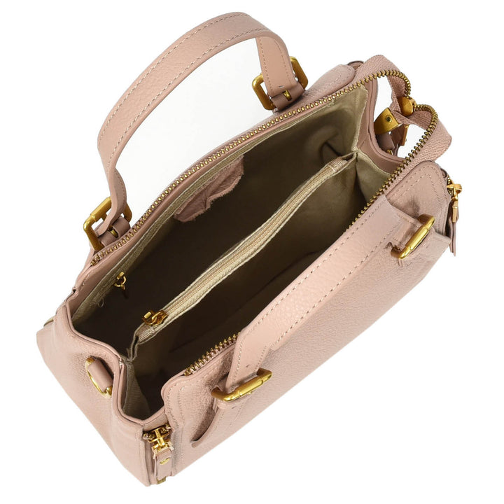 Womens Real Leather Handbag Small Size Top-Handle Style Juniper Pink-7