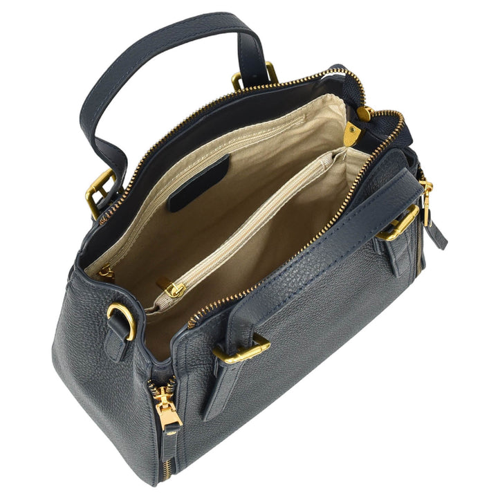 Womens Real Leather Handbag Small Size Top-Handle Style Juniper Blue-7