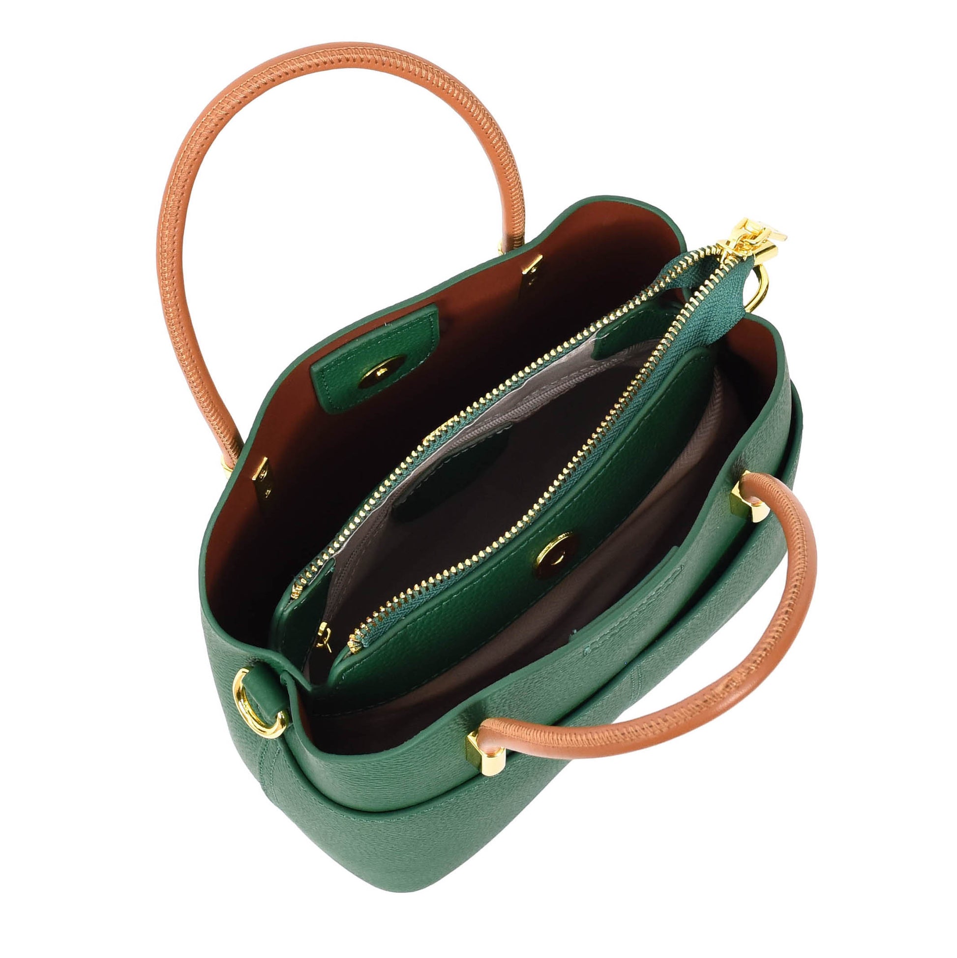 Womens Leather Top Handle Bag Ella Green 7