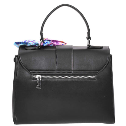 Womens Faux Leather Satchel Style Handbag Harper Black 1