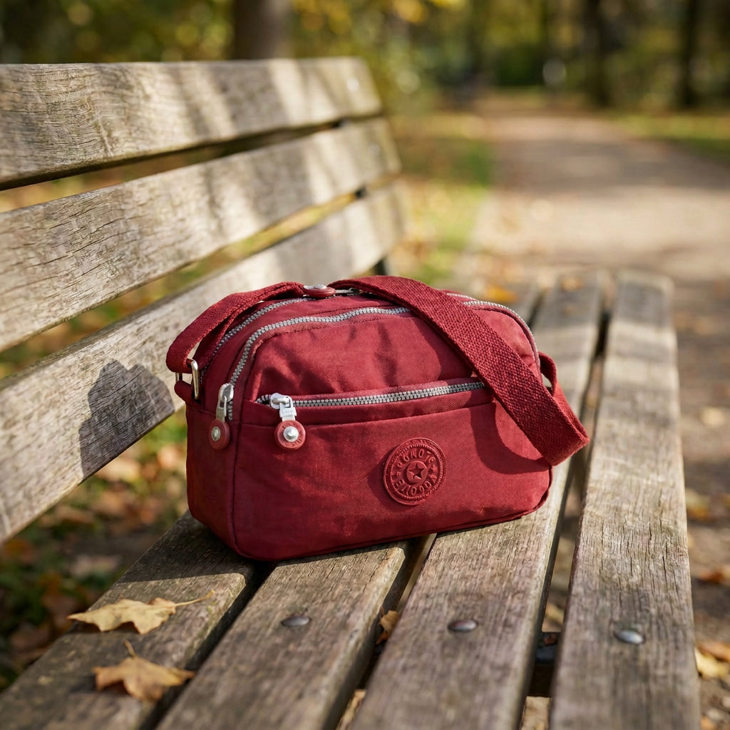 Womens Small Cross Body Bag Travel Organiser Sling Pouch Anya Burgundy