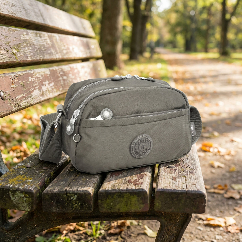 Womens Small Cross Body Bag Travel Organiser Sling Pouch Anya Grey