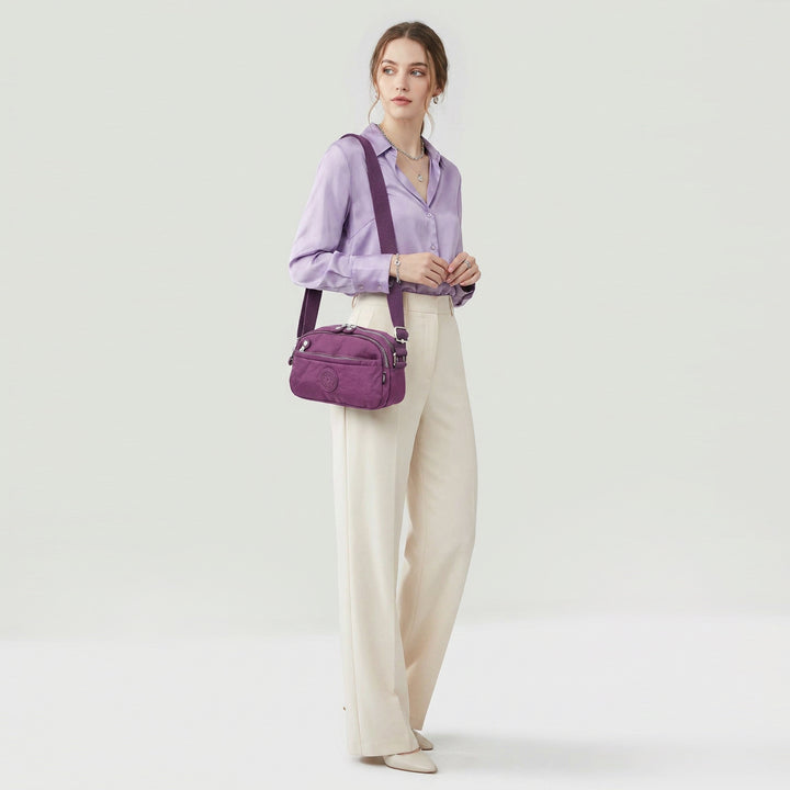Womens Small Cross Body Bag Travel Organiser Sling Pouch Anya Purple