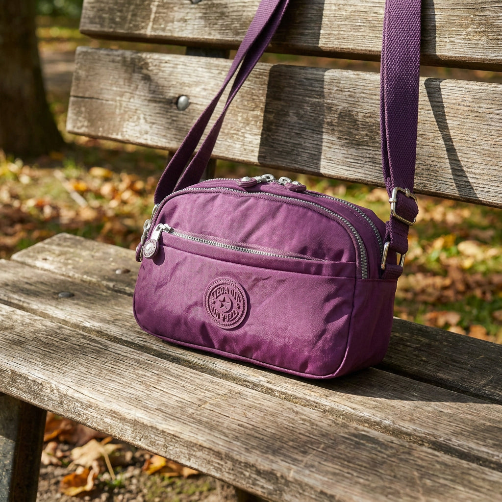Womens Small Cross Body Bag Travel Organiser Sling Pouch Anya Purple