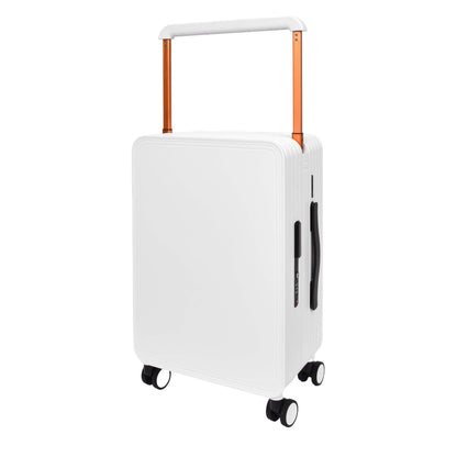 20" Cabin Size USB Port Suitcase Four Wheels Hard Shell Luggage Expedition White-2