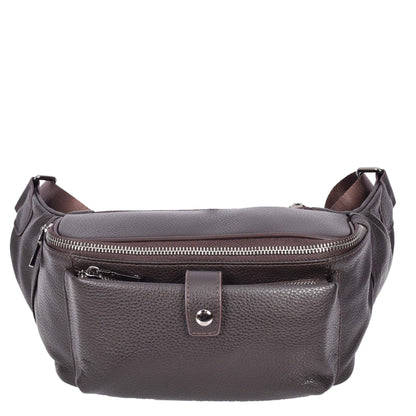 Real Leather Bum Bag Milan Brown-2