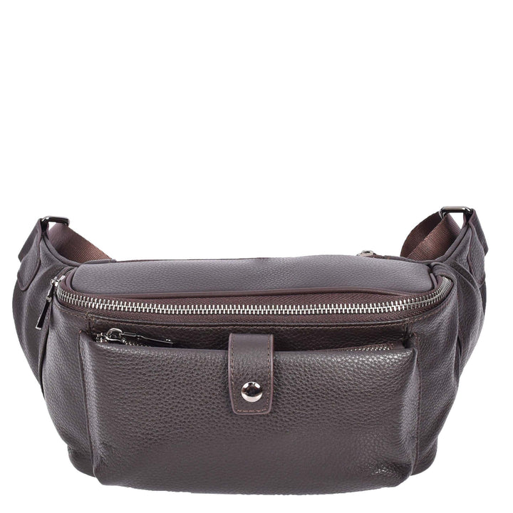 Real Leather Bum Bag Milan Brown-2