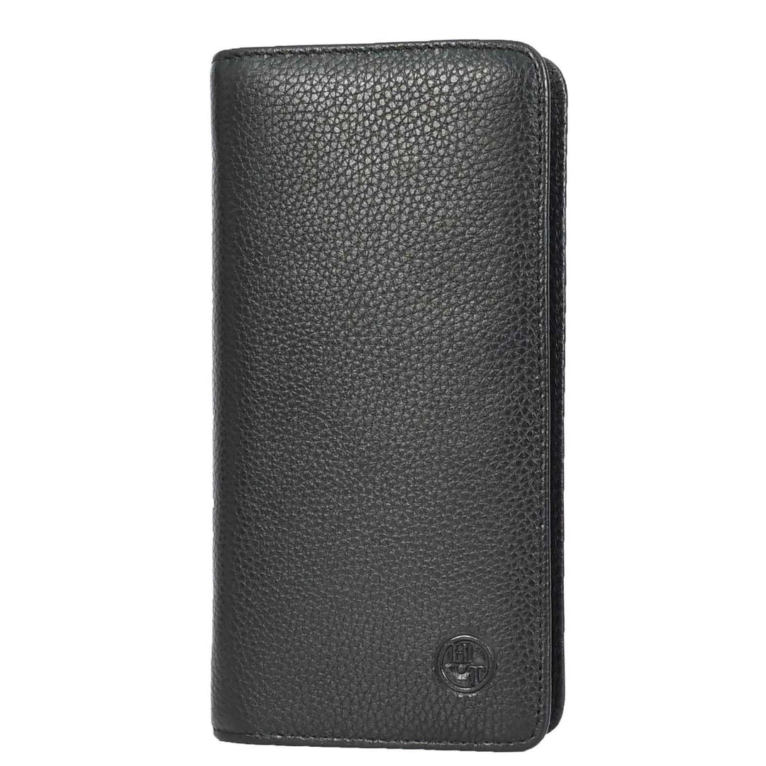 Womens Real Leather Purse Large Mobile ID Cards Glasses Organiser Clutch Wallet Arlon Black-4