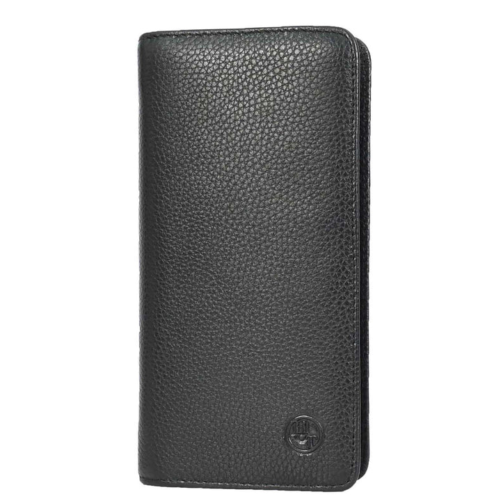 Womens Real Leather Purse Large Mobile ID Cards Glasses Organiser Clutch Wallet Arlon Black-4