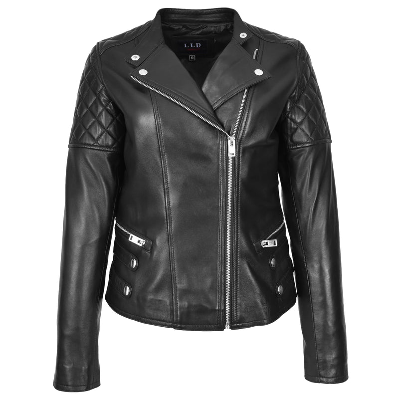 Black biker style jacket best sale